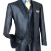 Nautilus Collection - Shiny Regular Fit Men's Suit 3 Piece 2 Button In Midnight Blue