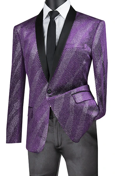 Slim Fit Velvet Party Jacket 1 Button Shawl Lapel In Purple 1 Slim Fit Velvet Party Jacket 1 Button Shawl Lapel In Purple