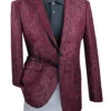 (M) Burgundy Slim Fit Blazer Floral Pattern 2 Button With Shawl Lapel