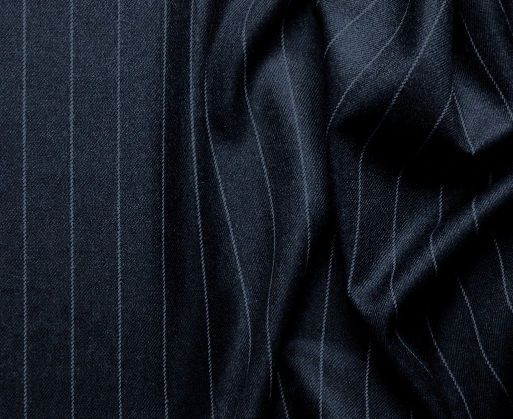 Sovana Collection - Regular Fit 3 Piece Suit 2 Button Tone On Tone Stripe In Navy 2 Sovana Collection - Regular Fit 3 Piece Suit 2 Button Tone On Tone Stripe In Navy - Image 2