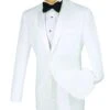 (36S) Slim Fit 2 Piece Tuxedo Single Breasted 2 Button Design In White