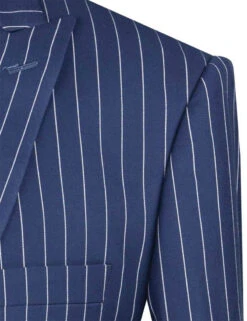 Odyssey Collection - Blue Regular Fit 3 Piece Suit 2 Button Gangster Stripe -Bowie Store v2rs 9 blue detail