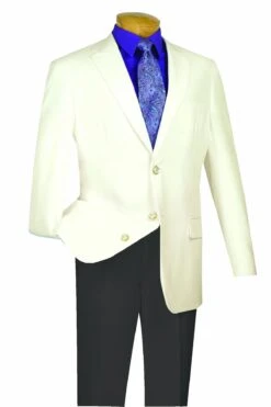 Ivory Regular Fit 3 Button Blazer